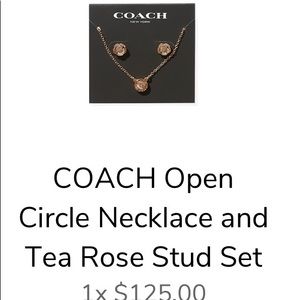 COACH Open Circle Necklace & Tea-Rose Stud Set